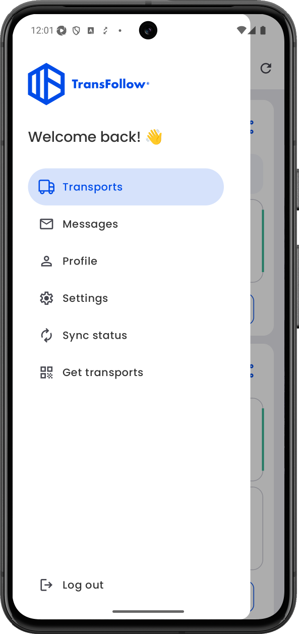 TransFollow Drive workflow screen